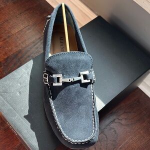 Alfani Men's Loafers Navy Suede with Brush Steel Hardware Sz 11 M New with box
